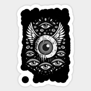 Spooky Eyes and Angel Wings Sticker